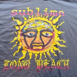 Sublime Band T-Shirt Charcoal Grey Long Beach Sun Graphic Tee Mens XXL Relaxed